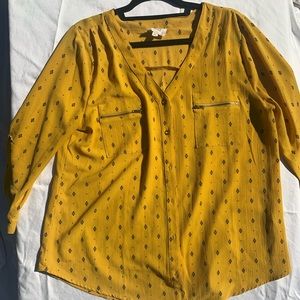 Yellow button up blouse